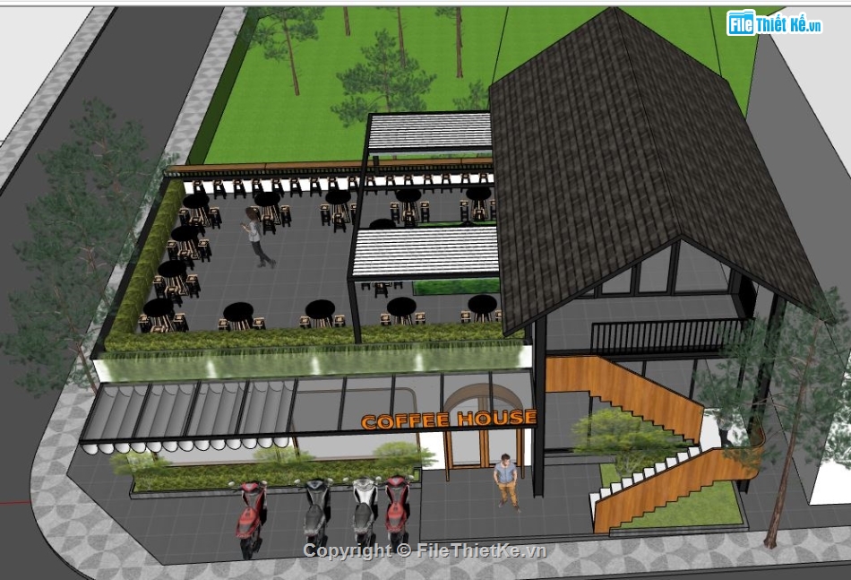 quán cafe file sketchup,sketchup quán cafe,cafe sketchup,quán cafe sketchup