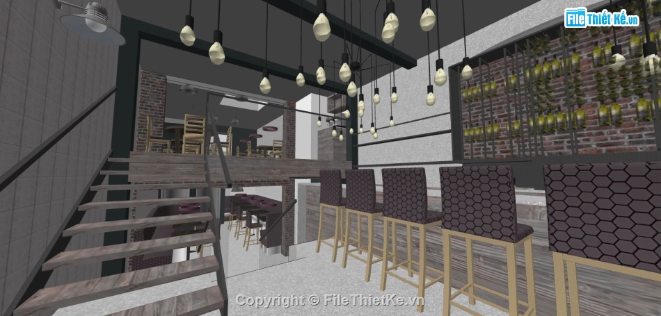 sketchup quán cafe,quán cafe sketchup,cafe sketchup