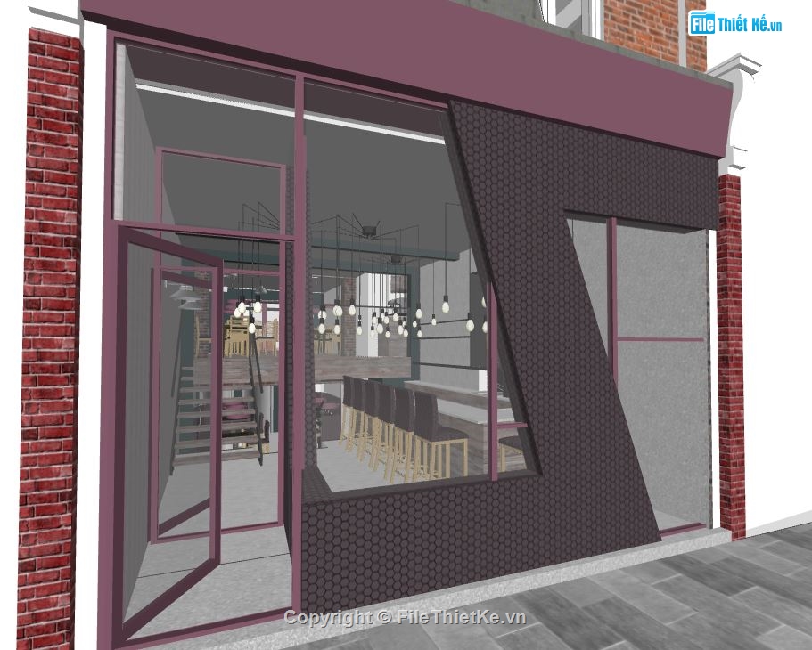 sketchup quán cafe,quán cafe sketchup,cafe sketchup