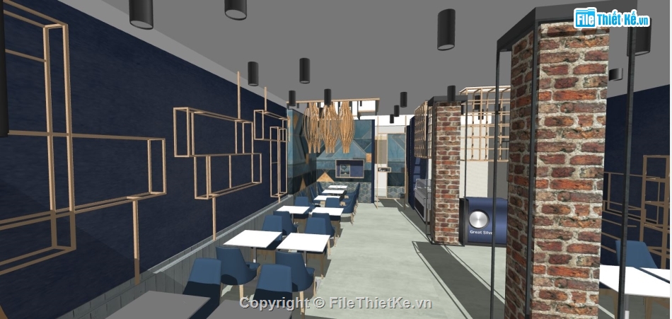 Mẫu quán cafe su,su quán cafe,model sketchup quán cafe