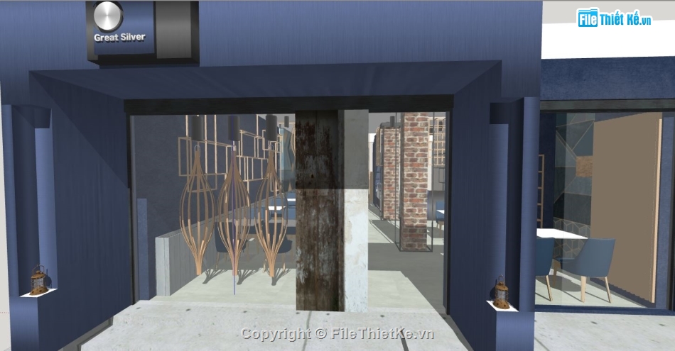 Mẫu quán cafe su,su quán cafe,model sketchup quán cafe