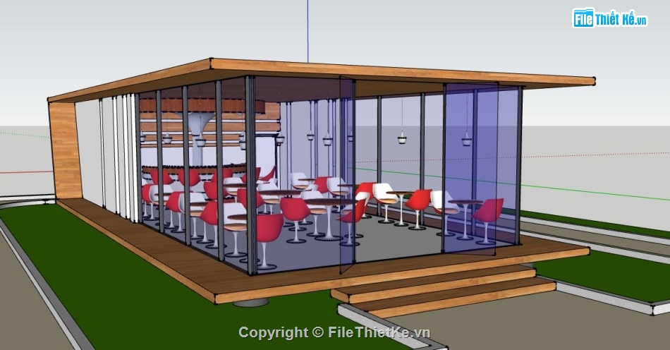 su quán cafe,Mẫu quán cafe su,file sketchup quán cafe