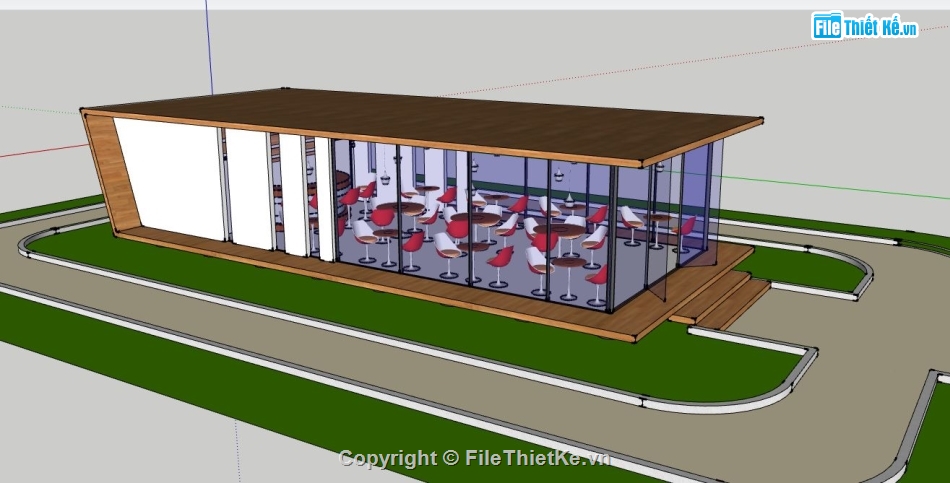 su quán cafe,Mẫu quán cafe su,file sketchup quán cafe