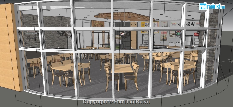 quán cafe file sketchup,sketchup quán cafe,quán cafe sketchup