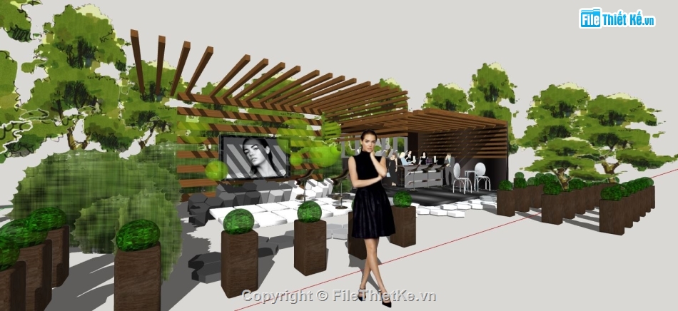 su quán cafe,quán cafe,file sketchup quán cafe