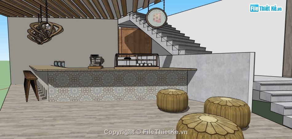 cafe sketchup,sketchup quán cafe,quán cafe sketchup