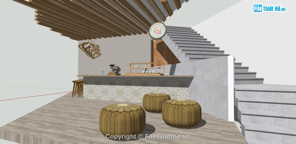 cafe sketchup,sketchup quán cafe,quán cafe sketchup