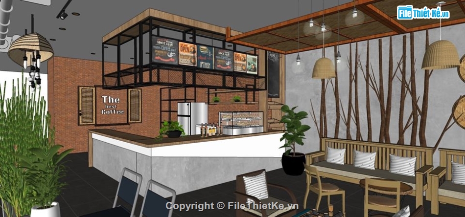 quán cafe file sketchup,sketchup quán cafe,cafe sketchup,quán cafe sketchup
