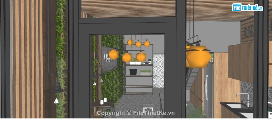 quán cafe file sketchup,mẫu thiết kế quán cafe,model su quán cafe,quán cafe sketchup