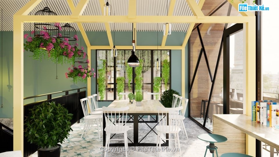 quán cafe file sketchup,mẫu thiết kế quán cafe,model su quán cafe,quán cafe sketchup