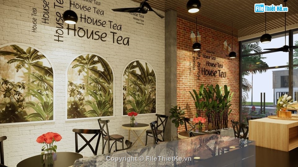 quá trà sữa 3d sketchup,quán trà chanh 3d sketchup,sketchup thiết kế quán cafe,quá trà sữa 3d