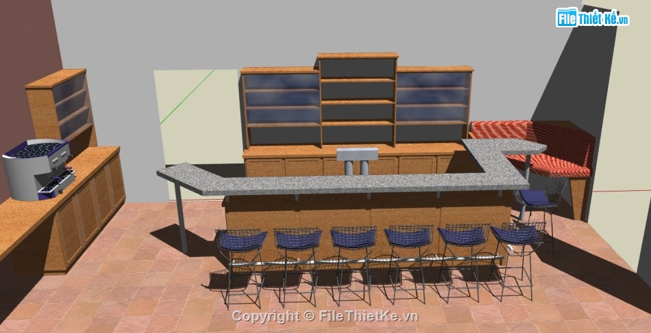 sketchup quầy bar,sketchup quầy,file 3d sketchup quầy bar