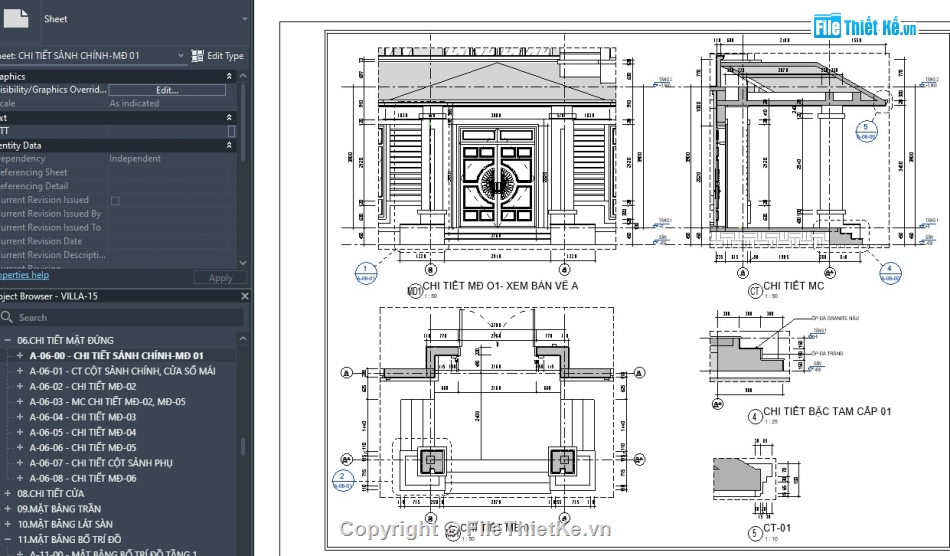 biệt thự 3 tầng,revit biệt thự 3 tầng,thiết kế revit biệt thự,file revit biệt thự chi tiết