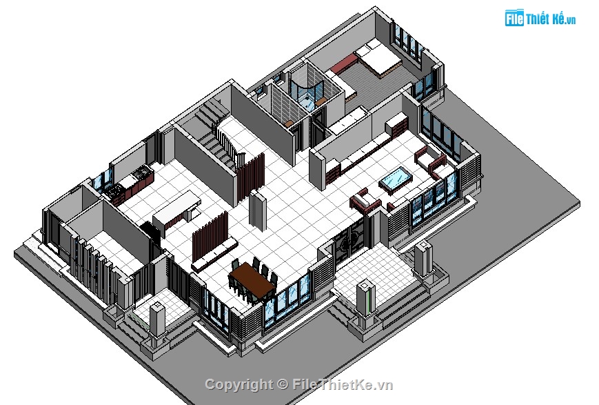biệt thự 3 tầng,revit biệt thự 3 tầng,thiết kế revit biệt thự,file revit biệt thự chi tiết