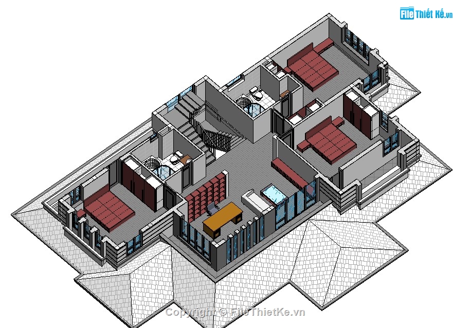 biệt thự 3 tầng,revit biệt thự 3 tầng,thiết kế revit biệt thự,file revit biệt thự chi tiết