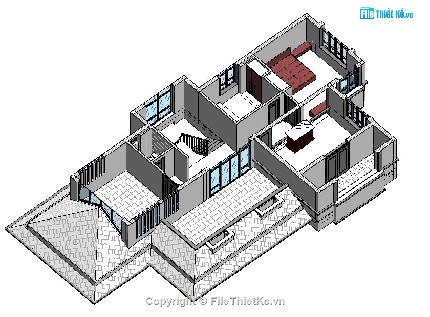 biệt thự 3 tầng,revit biệt thự 3 tầng,thiết kế revit biệt thự,file revit biệt thự chi tiết