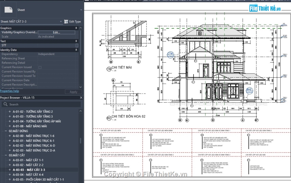 biệt thự 3 tầng,revit biệt thự 3 tầng,thiết kế revit biệt thự,file revit biệt thự chi tiết
