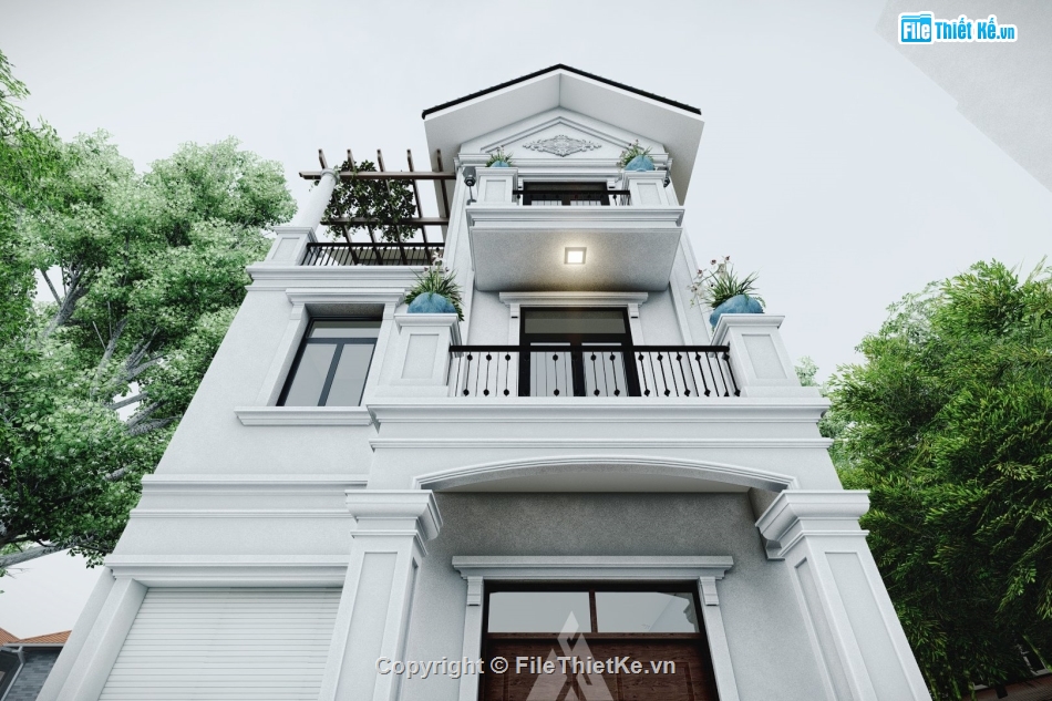 revit mái thái,revit nhà phố,revit biệt thự,revit nhà 3 tầng