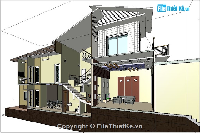 revit nhà dân,nội thất nhà dân,revit,nhà dân 2 tầng