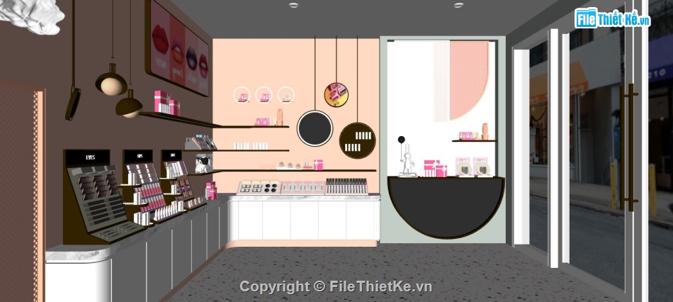 shop mỹ phẩm,su shop mỹ phẩm,model su shop mỹ phẩm,Sketchup shop mỹ phẩm