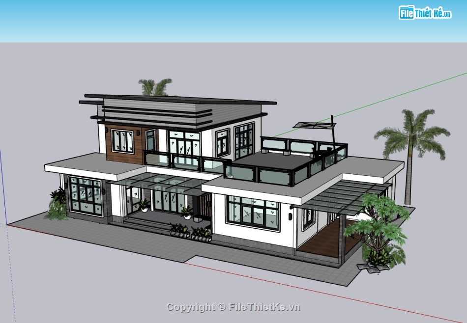 biệt thự sketchup,biệt thự 1 tầng,sketchup biệt thự,sketchup biệt thự 1 tầng