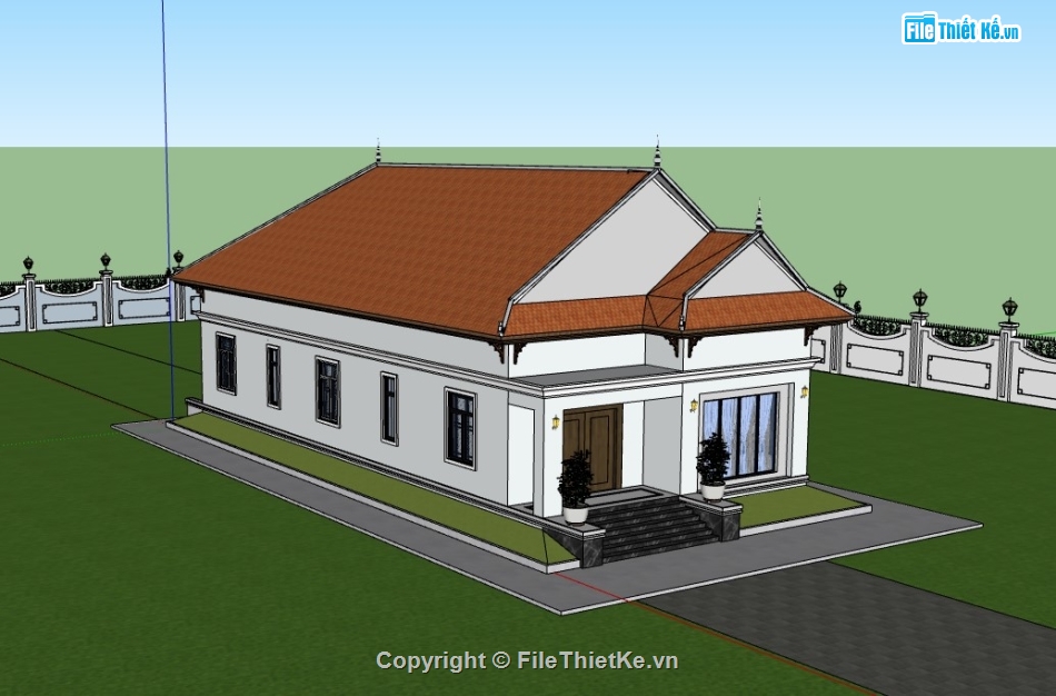 su biệt thự,sketchup biệt thự,su biệt thự 1 tầng,sketchup biệt thự 1 tầng