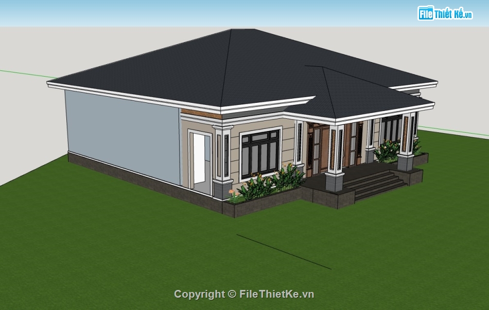 biệt thự 1 tầng,biệt thự sketchup,sketchup biệt thự,sketchup biệt thự 1 tầng,su biệt thự 1 tầng