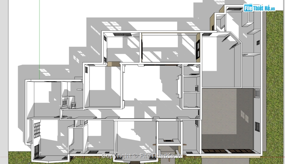 biệt thự 1 tầng,biệt thự sketchup,sketchup biệt thự 1 tầng