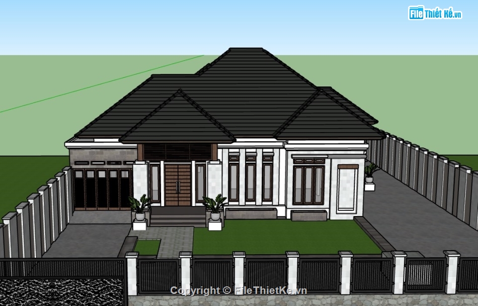 biệt thự 1 tầng,su biệt thự,sketchup biệt thự,su biệt thự 1 tầng,sketchup biệt thự 1 tầng