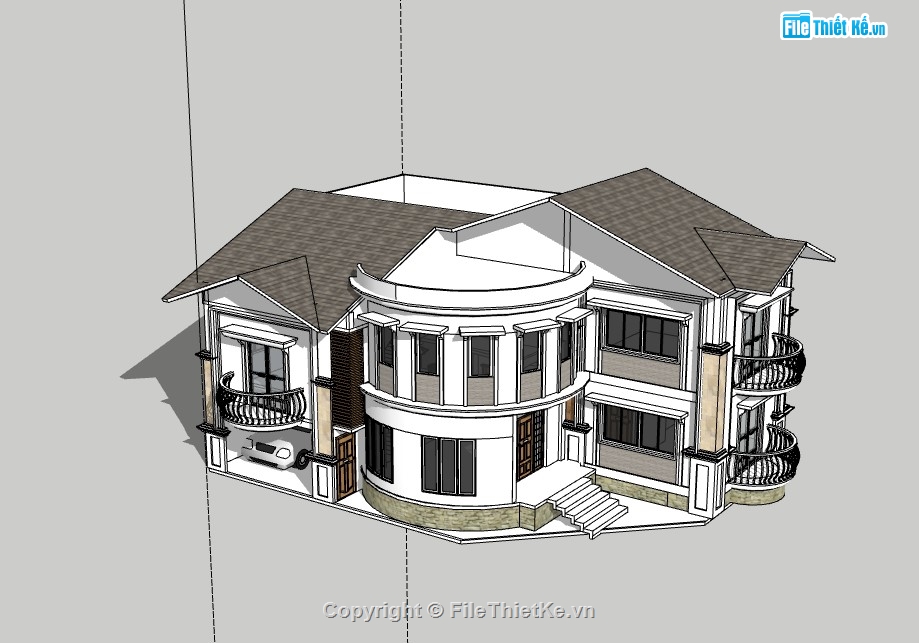 biệt thự 2 tầng,su biệt thự,sketchup biệt thự,biệt thự sketchup