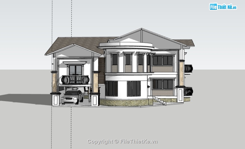 biệt thự 2 tầng,su biệt thự,sketchup biệt thự,biệt thự sketchup