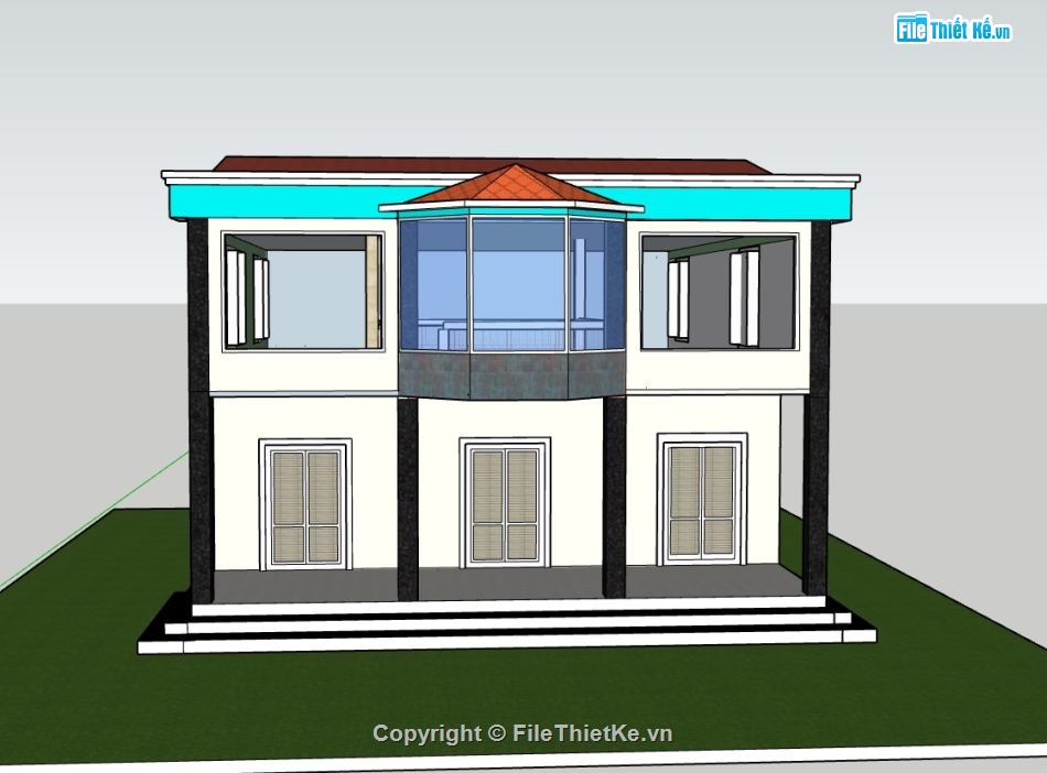 biệt thự 2 tầng,su biệt thự,biệt thự sketchup,sketchup biệt thự