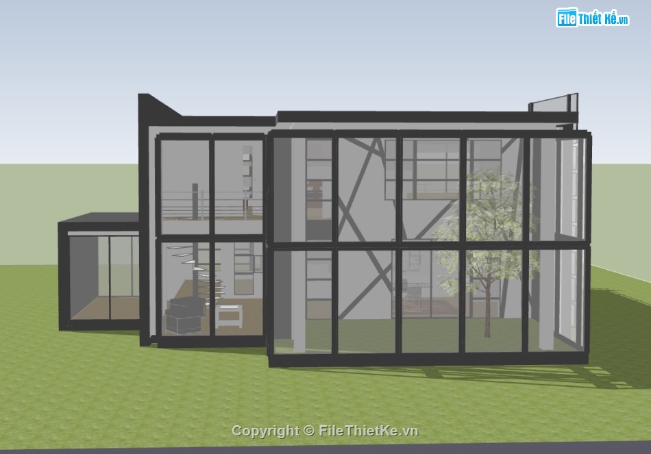 su biệt thự,sketchup biệt thự,su biệt thự 2 tầng,sketchup biệt thự 2 tầng