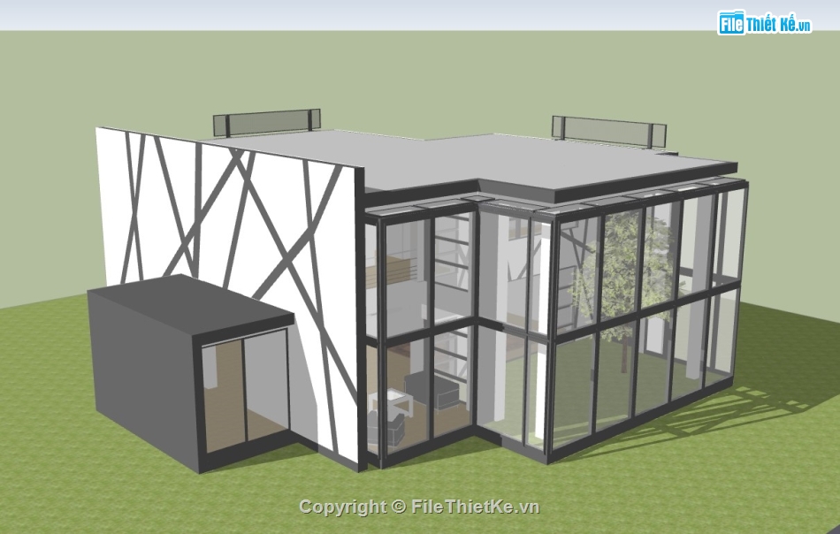 su biệt thự,sketchup biệt thự,su biệt thự 2 tầng,sketchup biệt thự 2 tầng