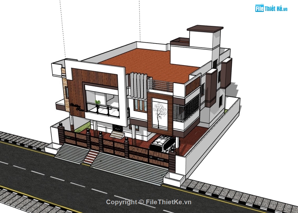 biệt thự 2 tầng,su biệt thự,sketchup biệt thự,biệt thự sketchup