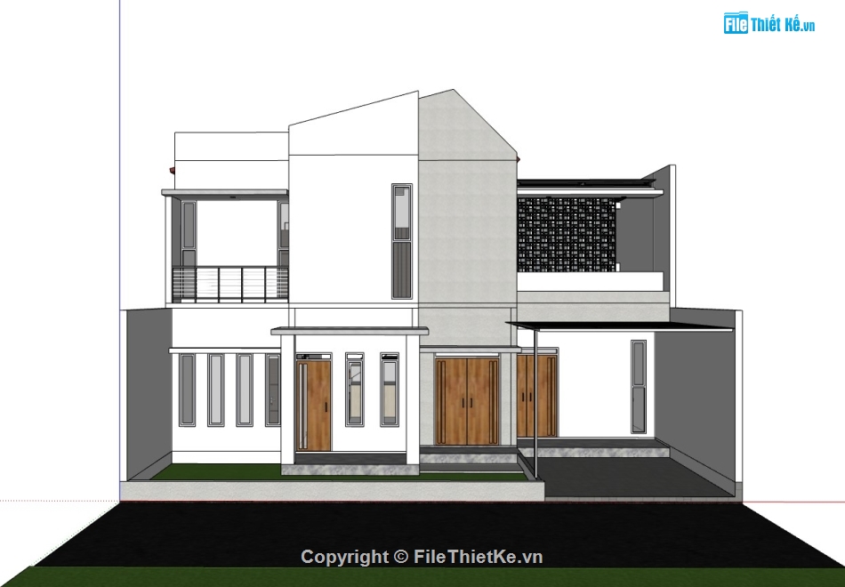 biệt thự 2 tầng,su biệt thự,sketchup biệt thự,sketchup biệt thự 2 tầng