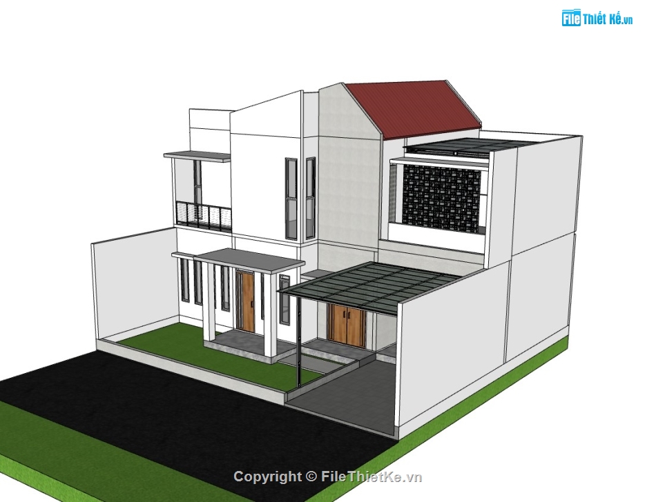 biệt thự 2 tầng,su biệt thự,sketchup biệt thự,sketchup biệt thự 2 tầng