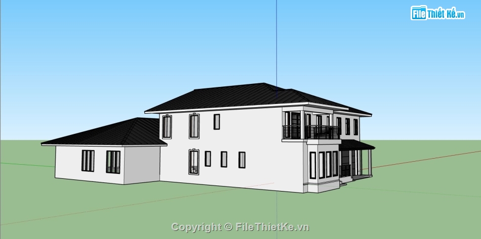 biệt thự 2 tầng,file sketchup biệt thự 2 tầng,mẫu biệt thự 2 tầng đẹp,thiết kế biệt thự 2 tầng,phối cảnh biệt thự 2 tầng