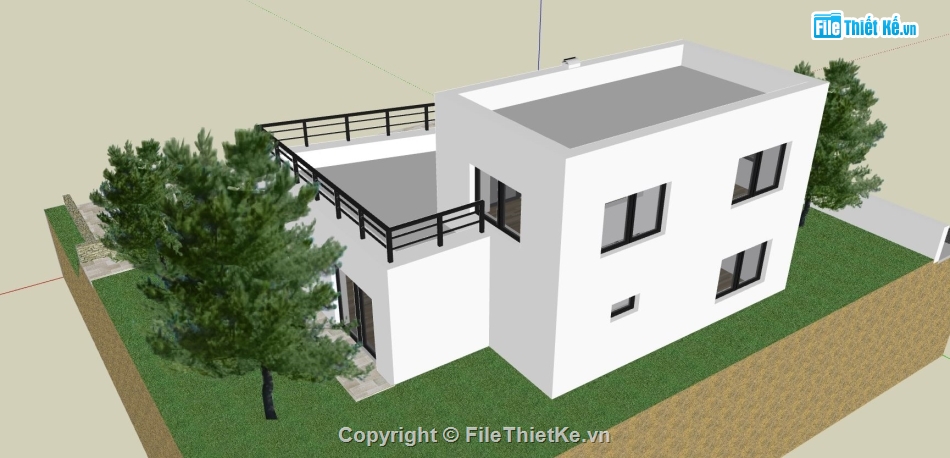 biệt thự 2 tầng,model su biệt thự 2 tầng,biệt thự hiện đại,phối cảnh biệt thự 2 tầng,dựng 3d biệt thự