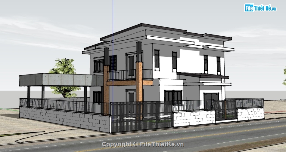 biệt thự sketchup,biệt thự 2 tầng,sketchup biệt thự,sketchup biệt thự 2 tầng