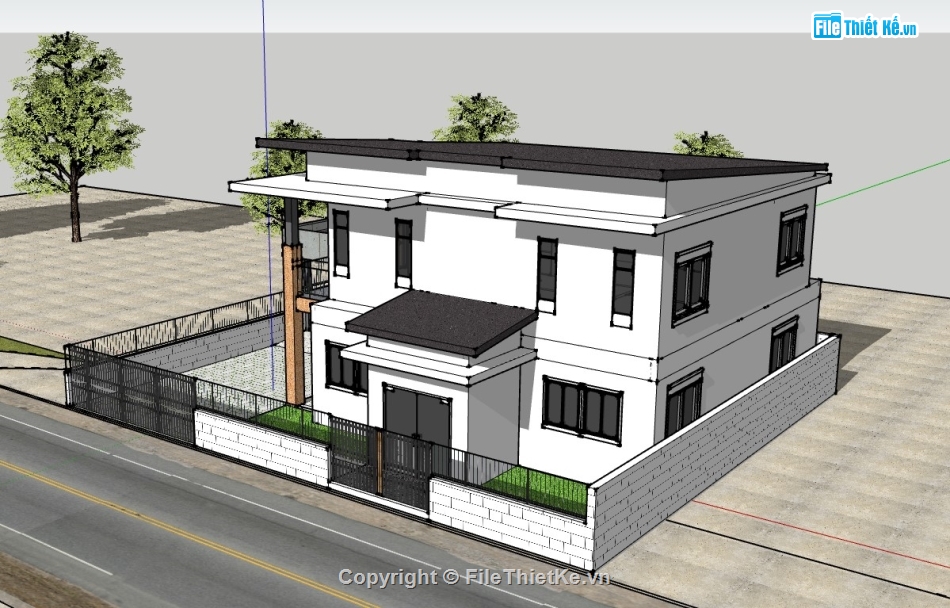 biệt thự sketchup,biệt thự 2 tầng,sketchup biệt thự,sketchup biệt thự 2 tầng