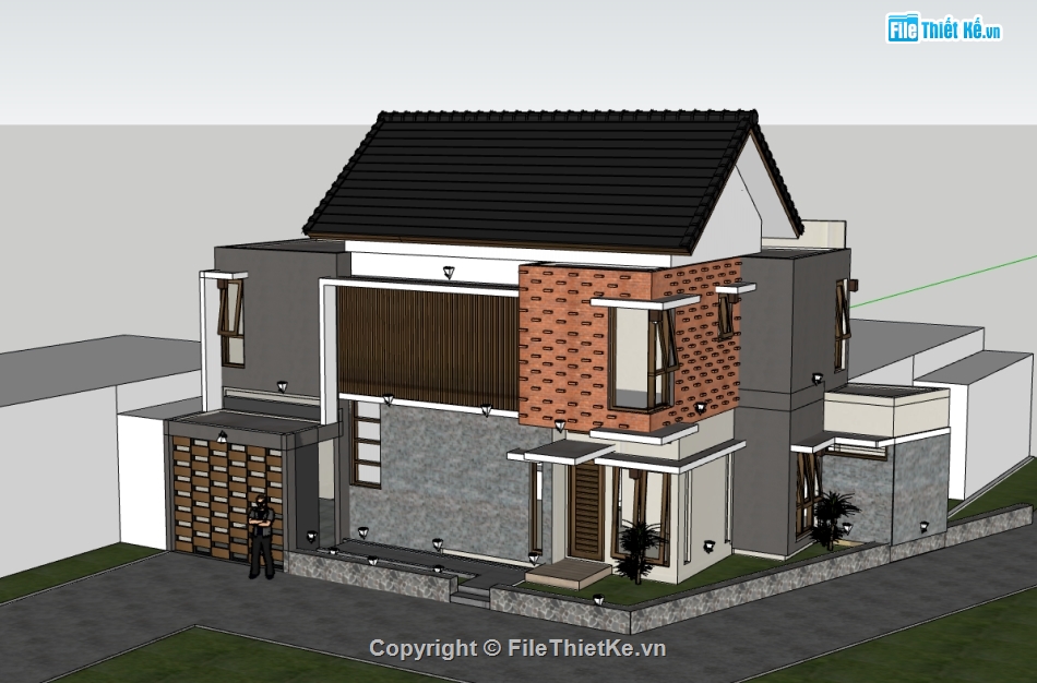 biệt thự 2 tầng,biệt thự sketchup,sketchup biệt thự,sketchup biệt thự 2 tầng