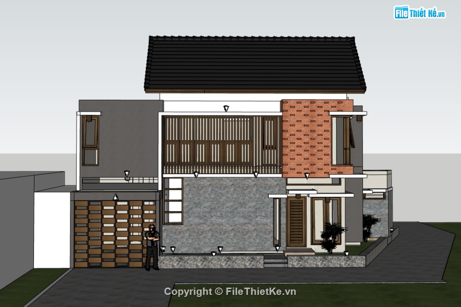 biệt thự 2 tầng,biệt thự sketchup,sketchup biệt thự,sketchup biệt thự 2 tầng