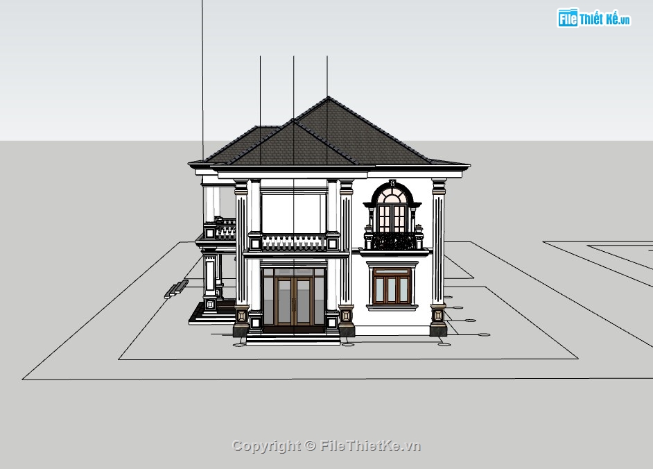biệt thự 2 tầng,biệt thự sketchup,sketchup biệt thự,su biệt thự,sketchup biệt thự 2 tầng