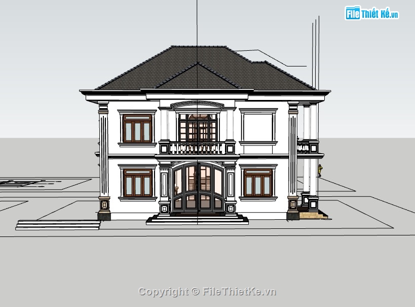 biệt thự 2 tầng,biệt thự sketchup,sketchup biệt thự,su biệt thự,sketchup biệt thự 2 tầng