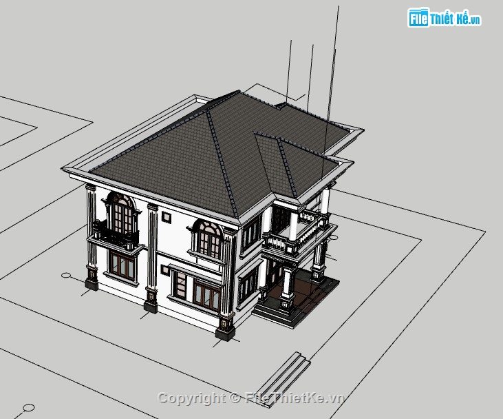 biệt thự 2 tầng,biệt thự sketchup,sketchup biệt thự,su biệt thự,sketchup biệt thự 2 tầng