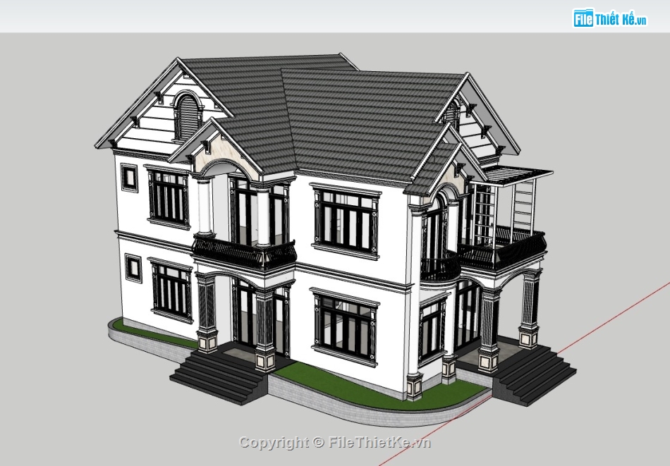 biệt thự 2 tầng,su biệt thự,biệt thự 2 tầng mái nhật,sketchup biệt thự,su biệt thự 2 tầng,sketchup biệt thự 2 tầng