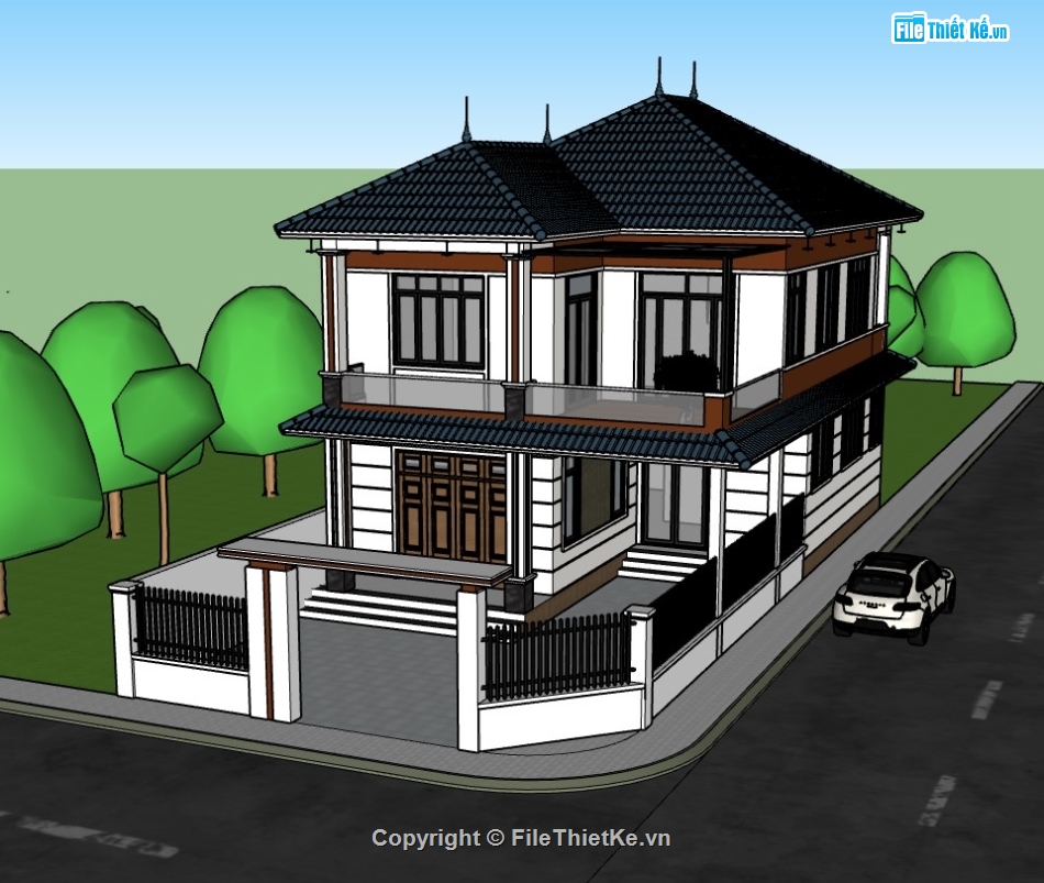 biệt thự 2 tầng,su biệt thự,sketchup biệt thự,su biệt thự 2 tầng,biệt thự 2 tầng mái nhật