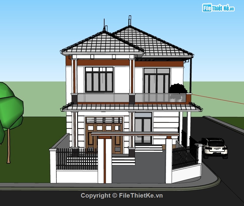 biệt thự 2 tầng,su biệt thự,sketchup biệt thự,su biệt thự 2 tầng,biệt thự 2 tầng mái nhật