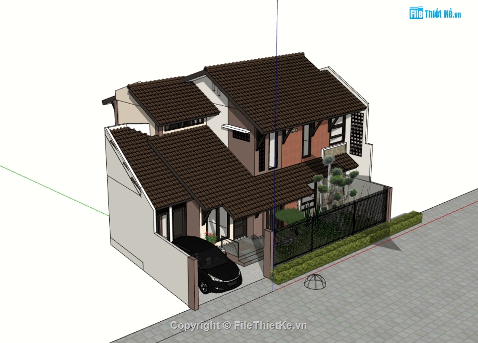 biệt thự 2 tầng,sketchup biệt thự,sketchup biệt thự 2 tầng,biệt thự sketchup